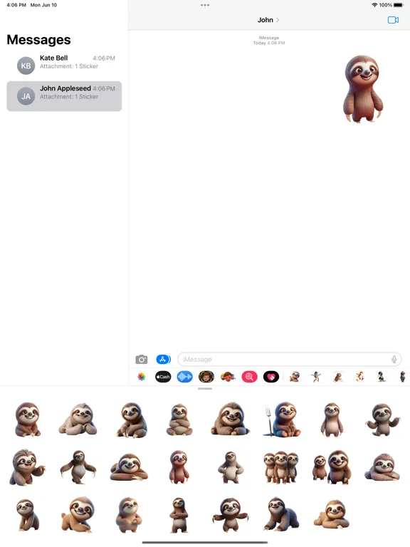 Ảnh chụp màn hình của Happy Sloth Stickers iPad 