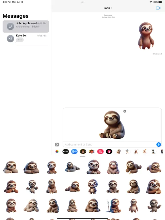 Ảnh chụp màn hình của Happy Sloth Stickers iPad 