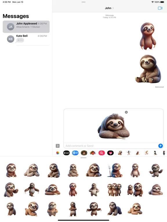 Ảnh chụp màn hình của Happy Sloth Stickers iPad 