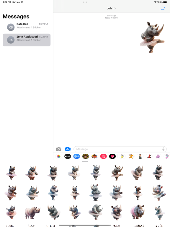 Rhino Ballet Stickers iPad  스크린샷