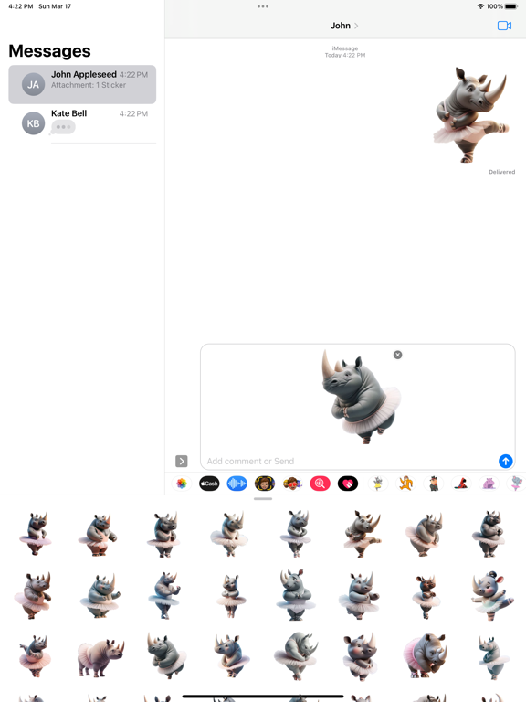 Rhino Ballet Stickers iPad  스크린샷