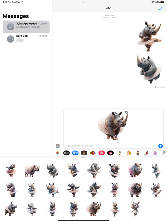 Rhino Ballet Stickers iPad  스크린샷