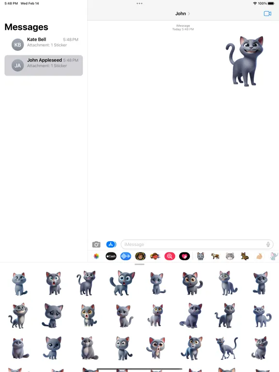 Tangkapan skrin Russian Blue Cat Stickers iPad 