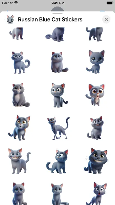 Tangkapan skrin Russian Blue Cat Stickers