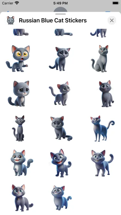 Tangkapan skrin Russian Blue Cat Stickers
