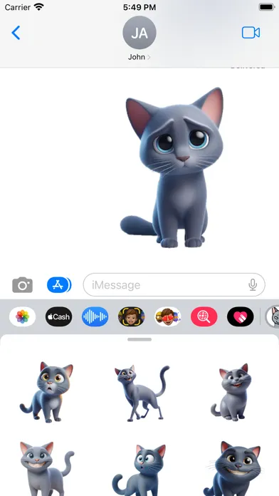 Tangkapan skrin Russian Blue Cat Stickers