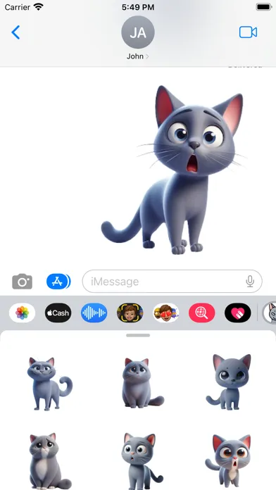 Tangkapan skrin Russian Blue Cat Stickers