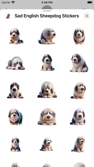 Sad English Sheepdog Stickers应用截图
