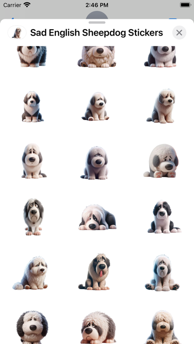 Sad English Sheepdog Stickers应用截图