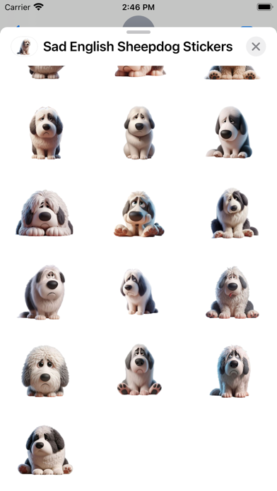 Sad English Sheepdog Stickers应用截图