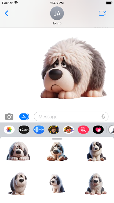 Sad English Sheepdog Stickers应用截图
