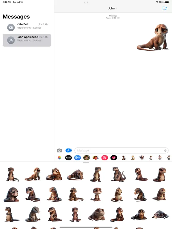 Sad Komodo Dragon Stickers iPad  स्क्रीनशॉट