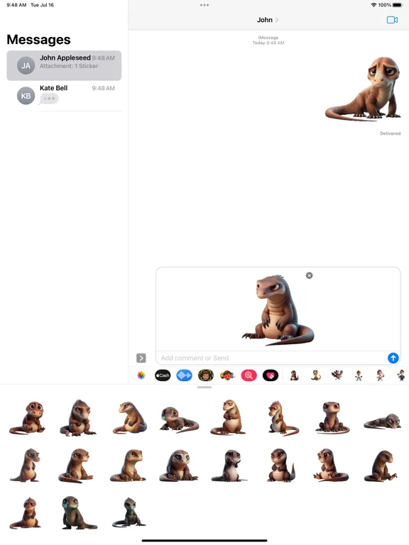 Sad Komodo Dragon Stickers iPad  स्क्रीनशॉट