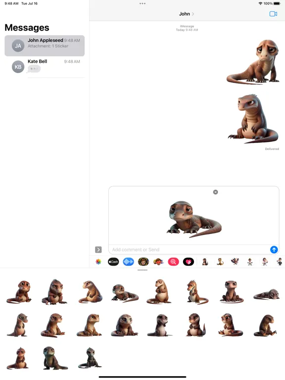 Sad Komodo Dragon Stickers iPad  स्क्रीनशॉट