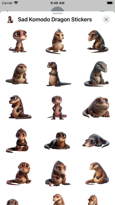 Sad Komodo Dragon Stickers स्क्रीनशॉट