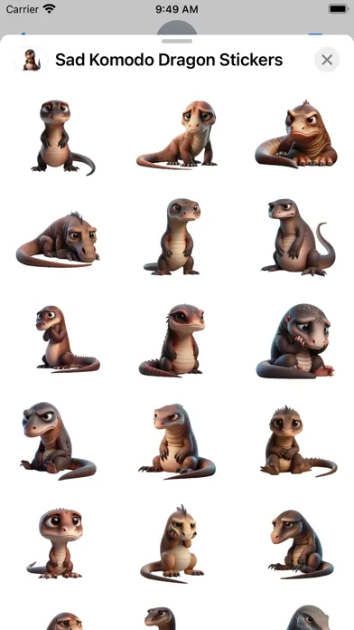 Sad Komodo Dragon Stickers स्क्रीनशॉट