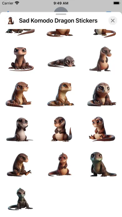 Sad Komodo Dragon Stickers स्क्रीनशॉट