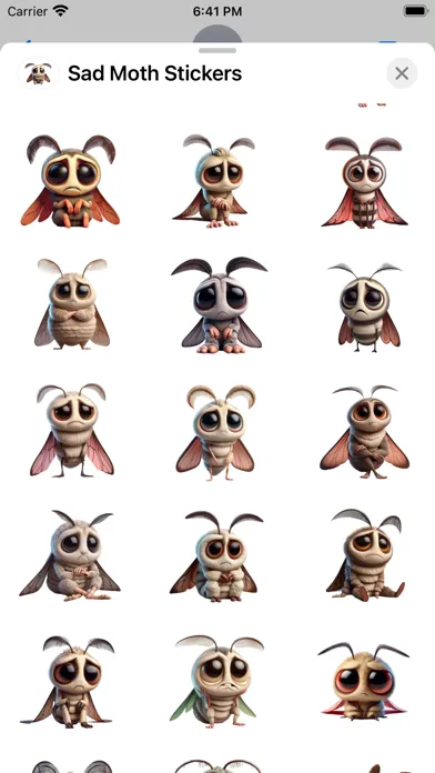 Tangkapan skrin Sad Moth Stickers