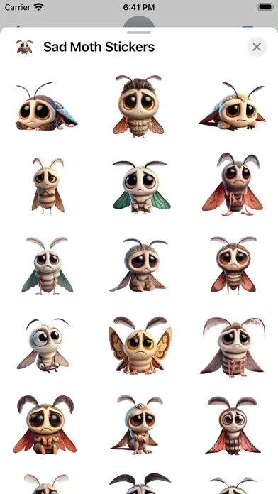 Tangkapan skrin Sad Moth Stickers