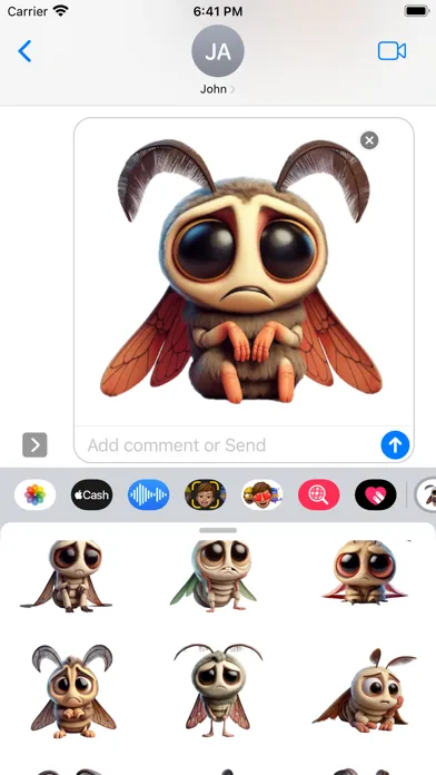 Tangkapan skrin Sad Moth Stickers