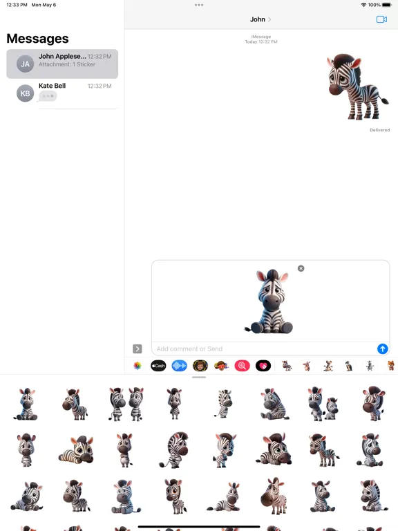 تصاویر Sad Zebra Stickers iPad 
