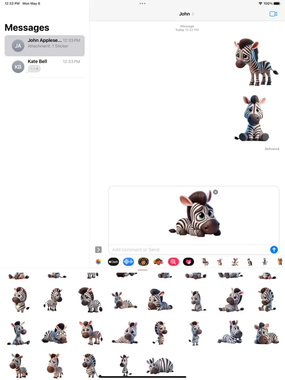 تصاویر Sad Zebra Stickers iPad 