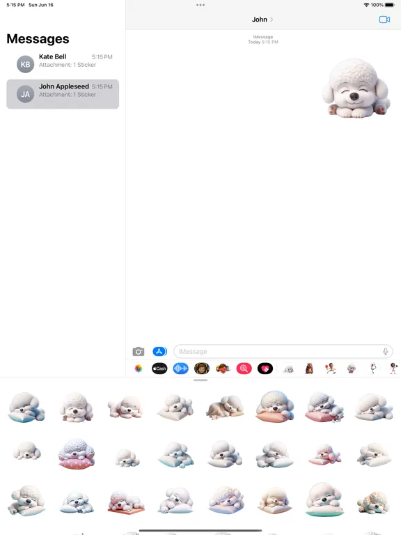 Tangkapan skrin Sleeping Bichon Frise Stickers iPad 