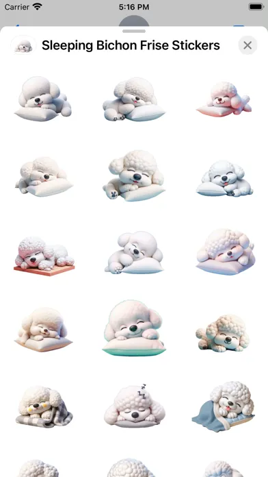 Tangkapan skrin Sleeping Bichon Frise Stickers