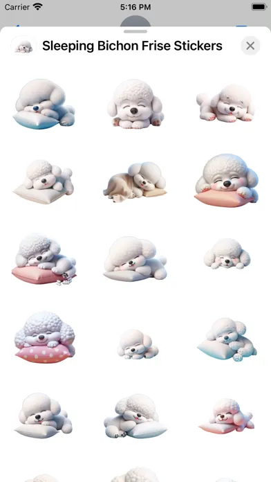 Tangkapan skrin Sleeping Bichon Frise Stickers