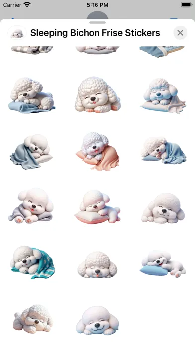 Tangkapan skrin Sleeping Bichon Frise Stickers