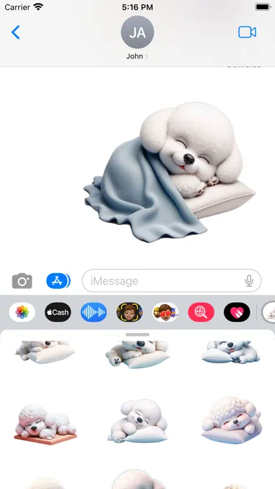 Tangkapan skrin Sleeping Bichon Frise Stickers