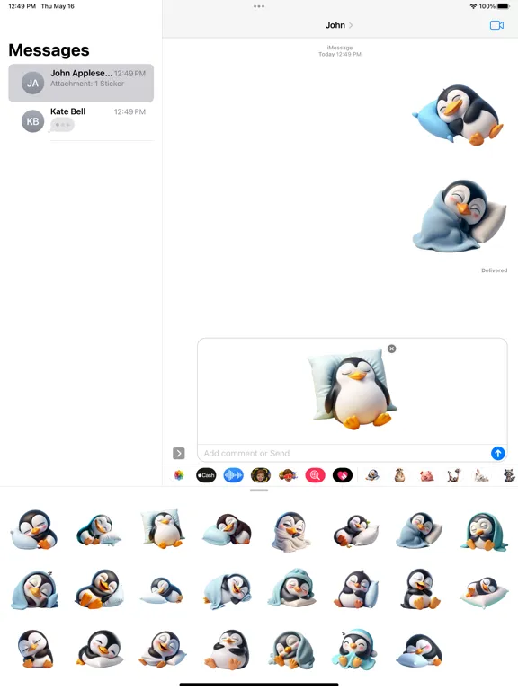 Sleeping Penguin Stickers iPad  স্ক্রিনশট