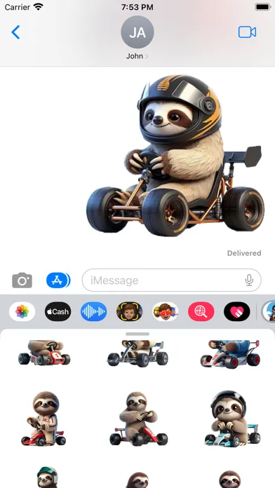 Sloth Racer Stickers स्क्रीनशॉट
