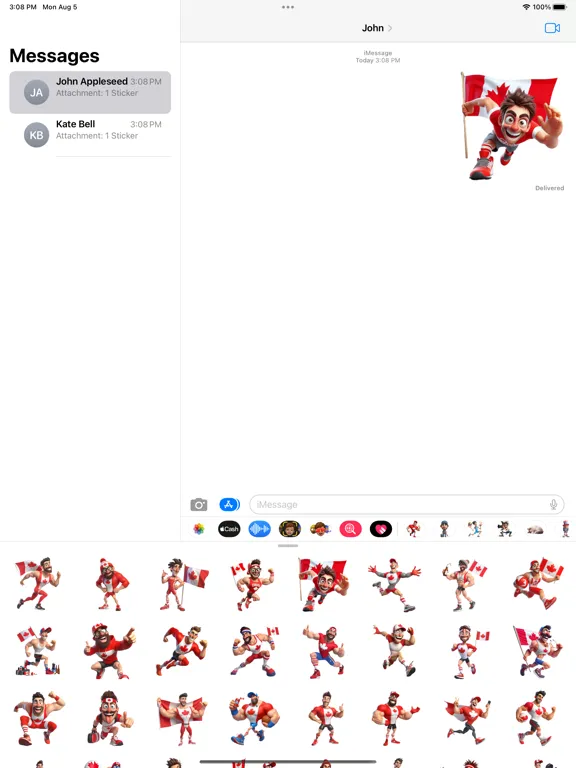 Capturas de tela do Sporty Canadian Man Stickers iPad 