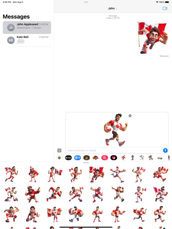 Capturas de tela do Sporty Canadian Man Stickers iPad 