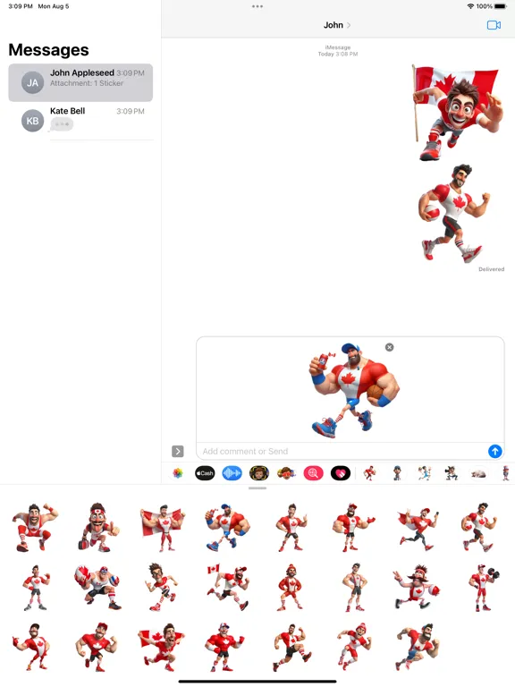 Capturas de tela do Sporty Canadian Man Stickers iPad 