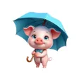 Umbrella Piglet Stickers