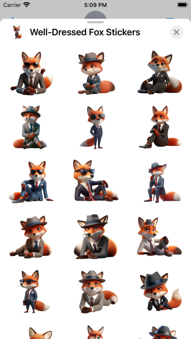 Tangkapan skrin Well-Dressed Fox Stickers