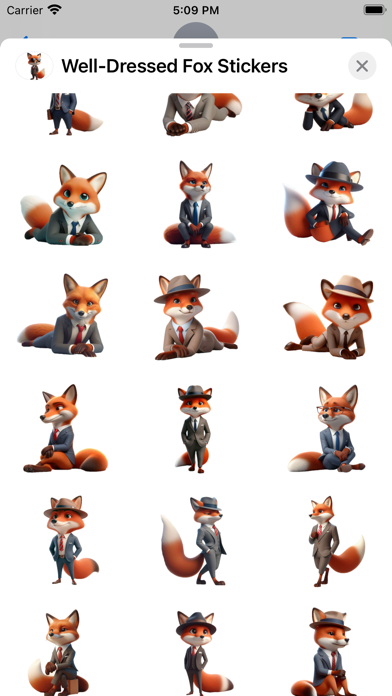 Tangkapan skrin Well-Dressed Fox Stickers