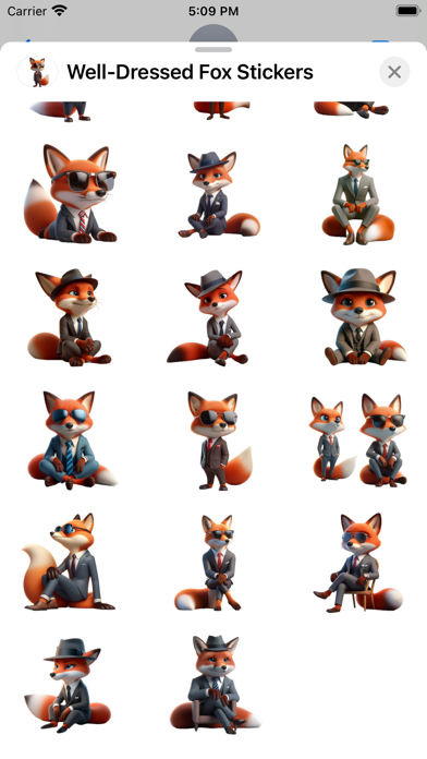 Tangkapan skrin Well-Dressed Fox Stickers