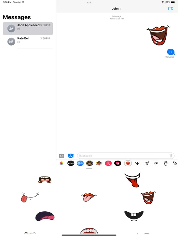Capturas de tela do Mouth Stickers iPad 