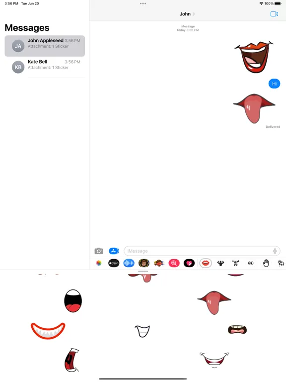 Capturas de tela do Mouth Stickers iPad 