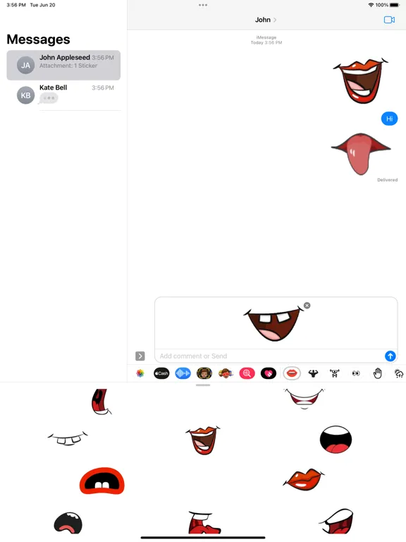 Capturas de tela do Mouth Stickers iPad 