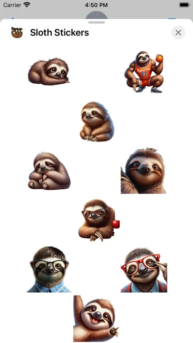 Tangkapan layar Sloth Stickers