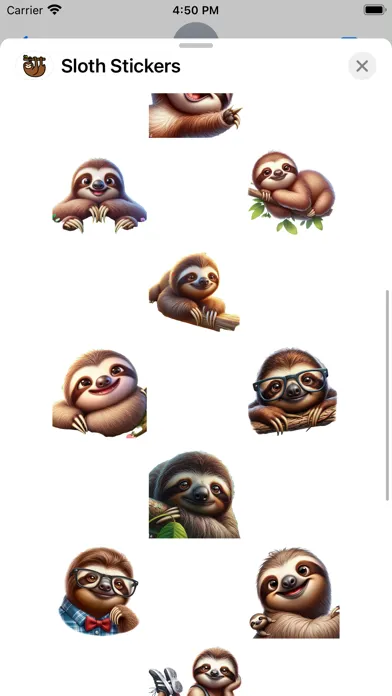 Tangkapan layar Sloth Stickers
