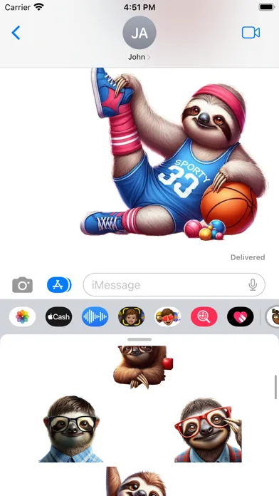 Tangkapan layar Sloth Stickers