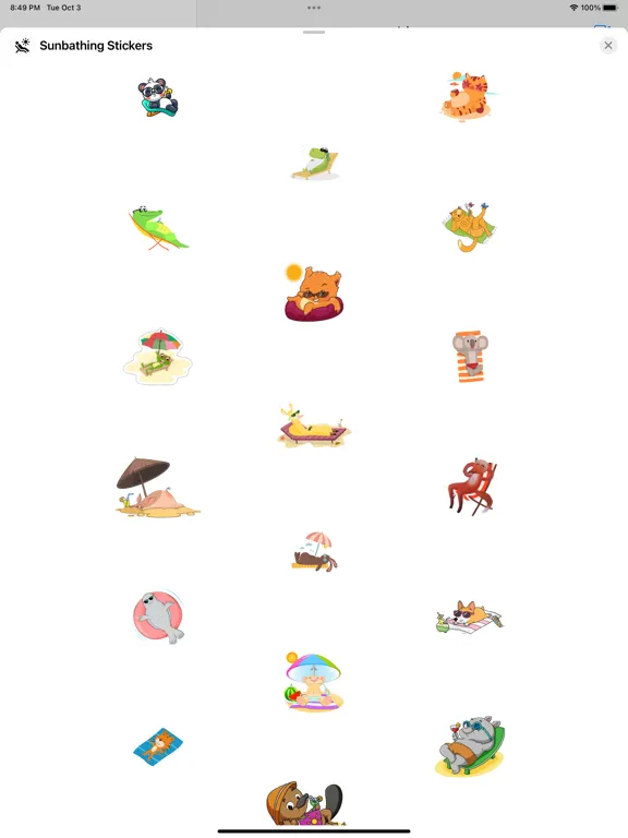 Sunbathing Stickers iPad  Screenshots