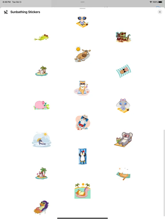 Sunbathing Stickers iPad  Screenshots