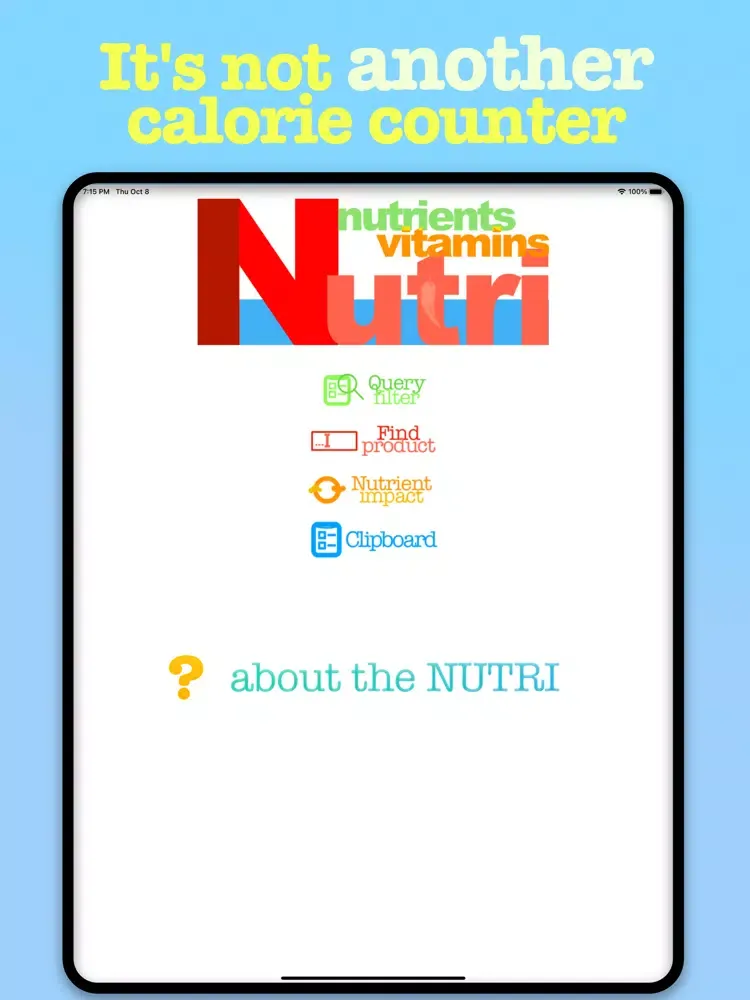 Nutri Nutrients and Vitamins iPad 应用截图