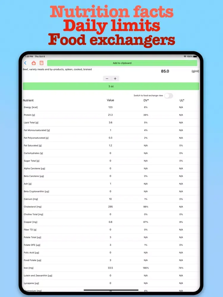 Nutri Nutrients and Vitamins iPad 应用截图